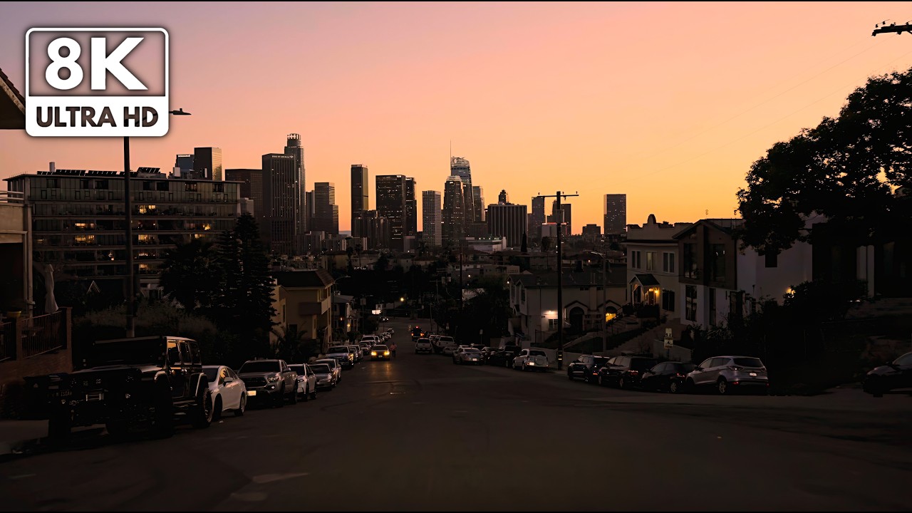 Sunset Drive Downtown LA to Beverly Hills Rodeo Drive | 8K 60 fps HDR | Calm LoFi Music