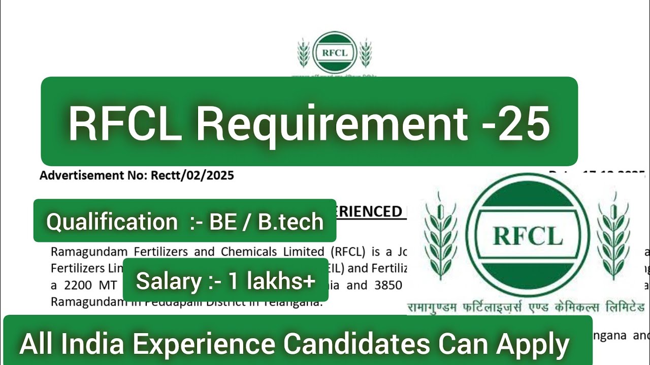 #rfcl RFCL Requirement -25 ll RFCL Experience Post Requirements -25 ll RFCL Job Vacancy ll RFCL 