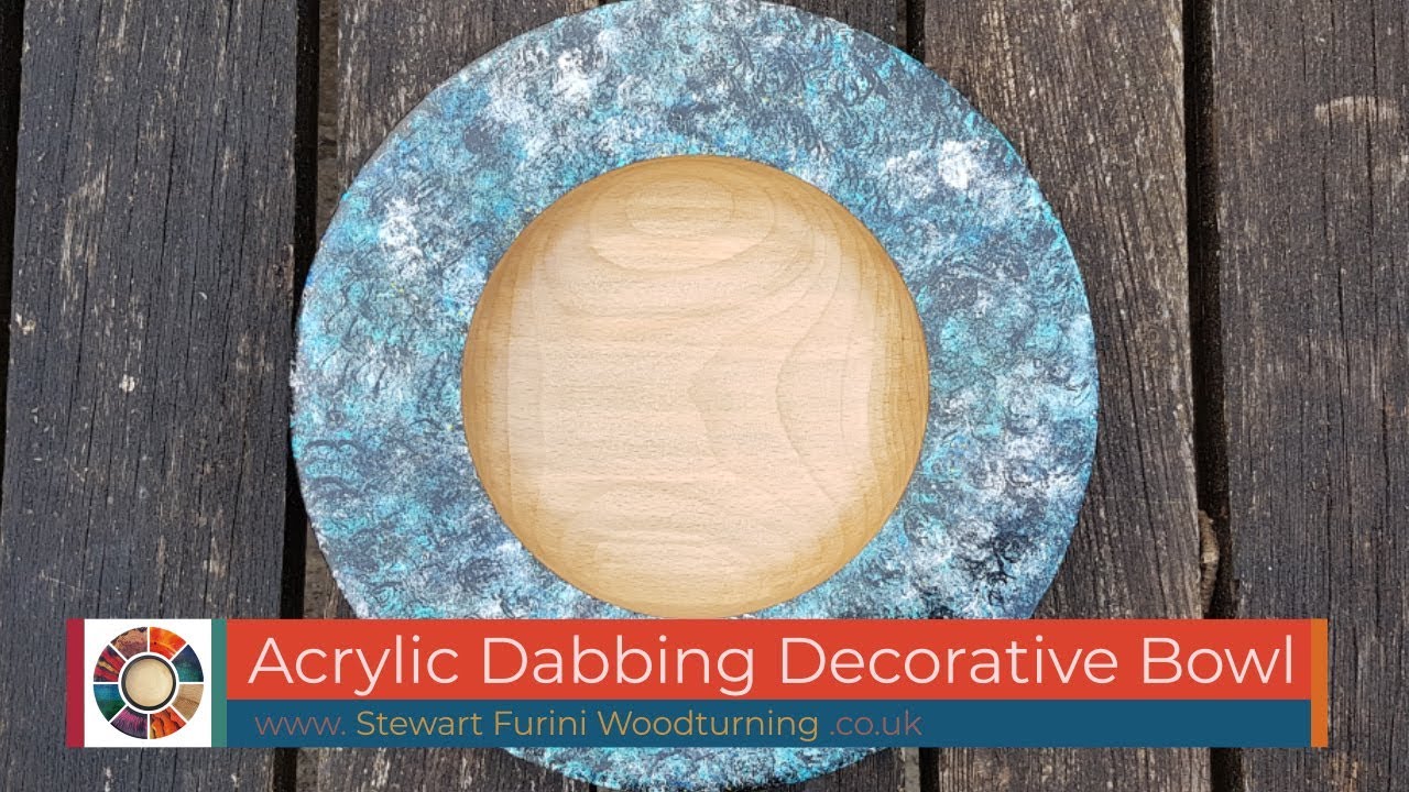 Woodturning - Acrylic Paint Dabbing Decorative Beech Bowl