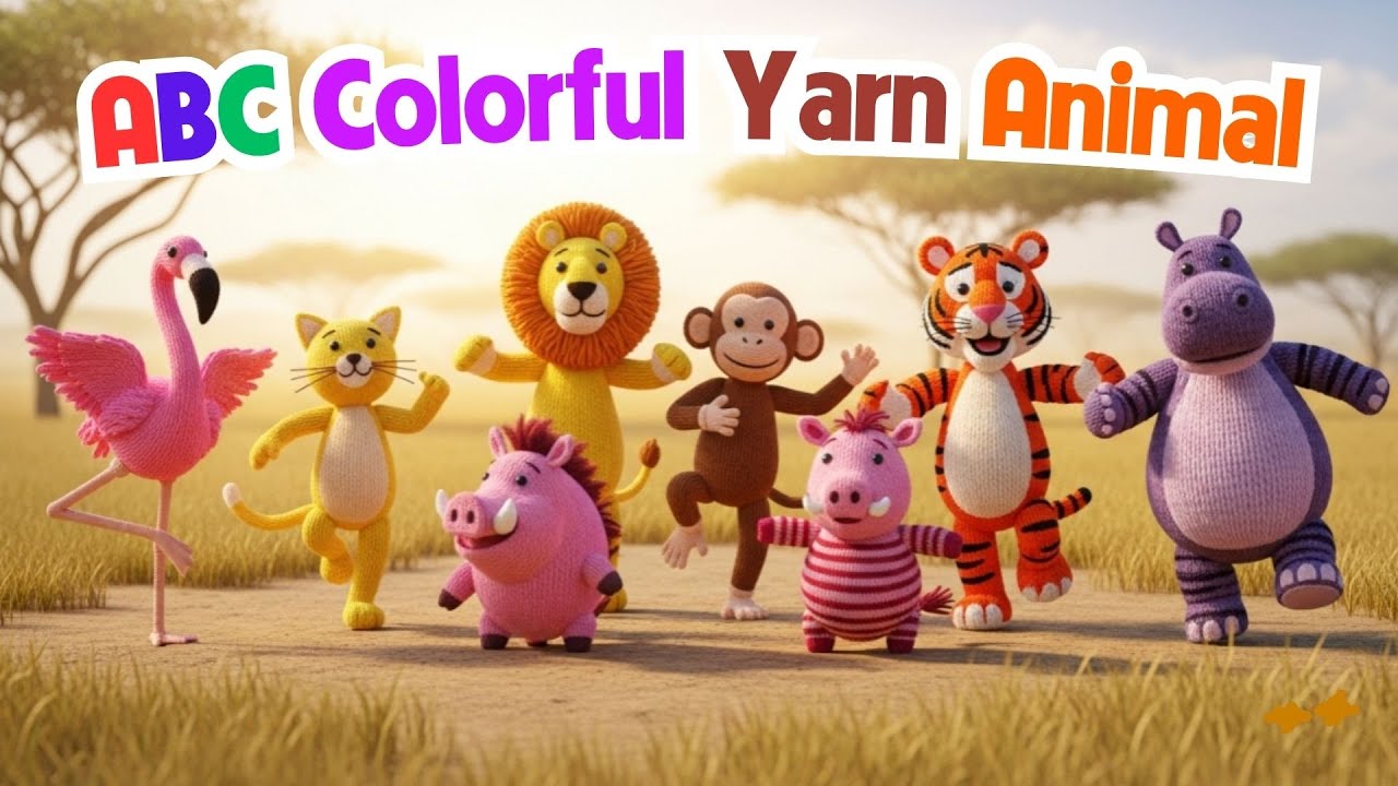 ABC Colorful Yarn Animal Sounds Song | Alphabet & Color Learning Song For Toddlers | Nursery Rhymes
