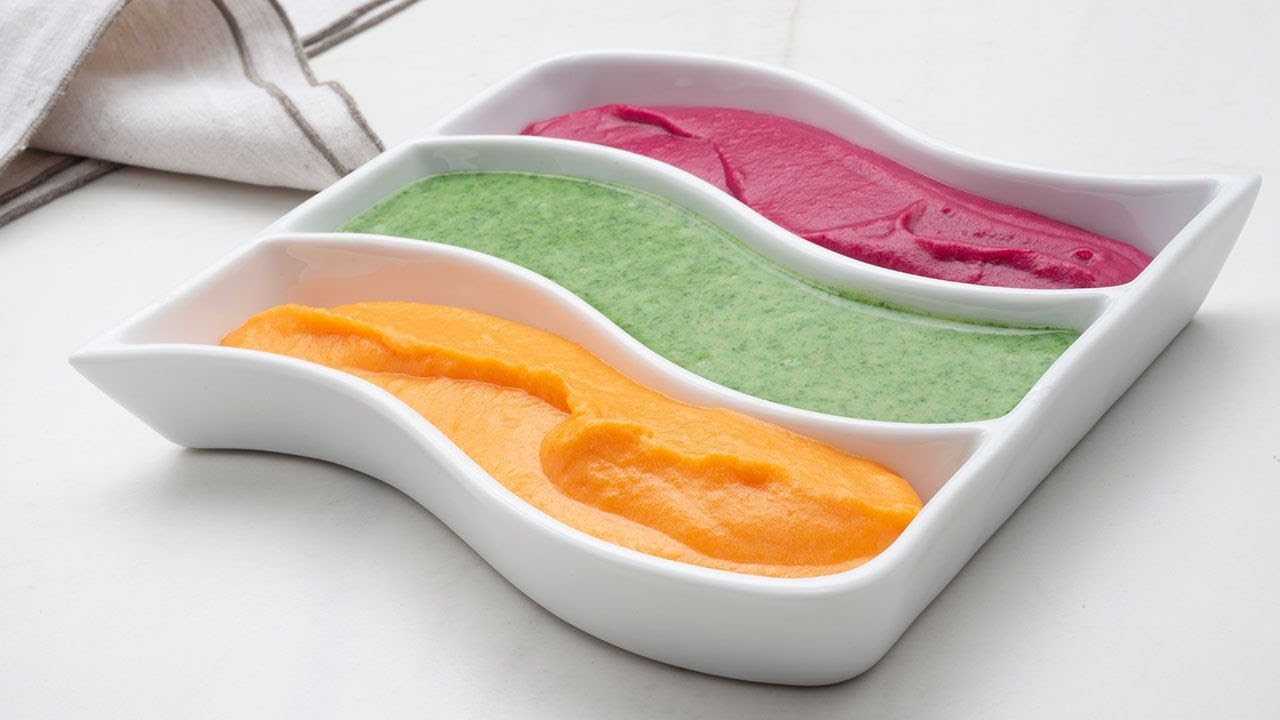 PURÉ de PATATA rápido de 3 colores - Receta fácil de puré de verduras para niños - Joseba Arguiñano