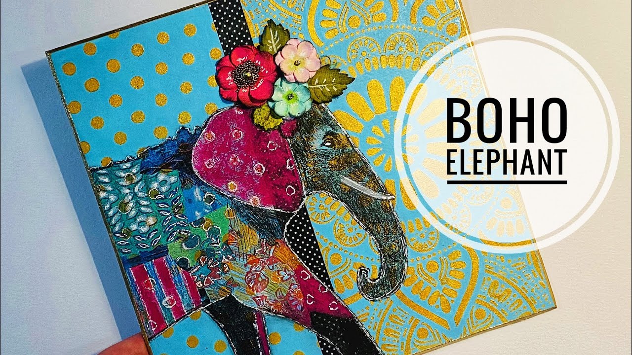 Napkin Art - Boho Mixed Media Elephant