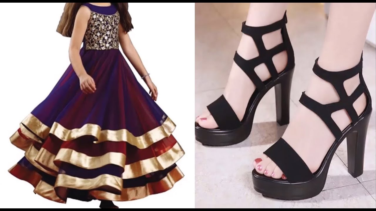 Very Beautiful Girls Long Dress Design And Latest stylish Shoes Designs for Girls
