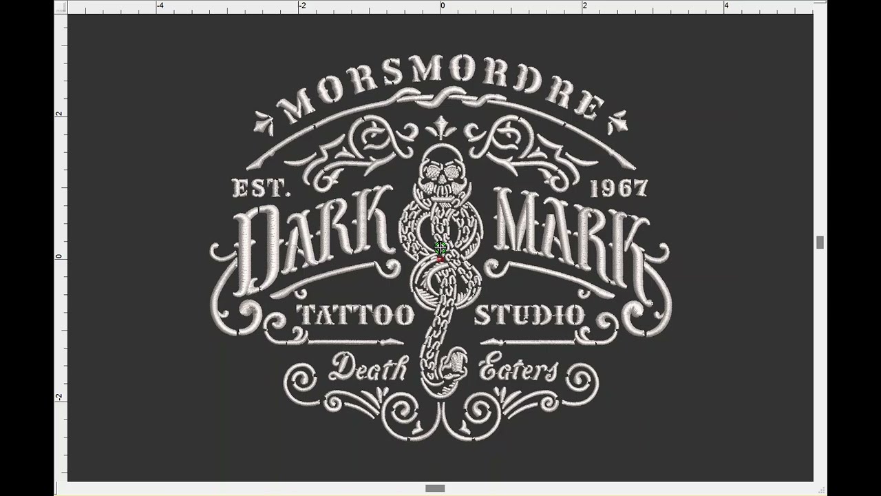 Embroidery: Stencil-style Dark Mark Tattoo Studio