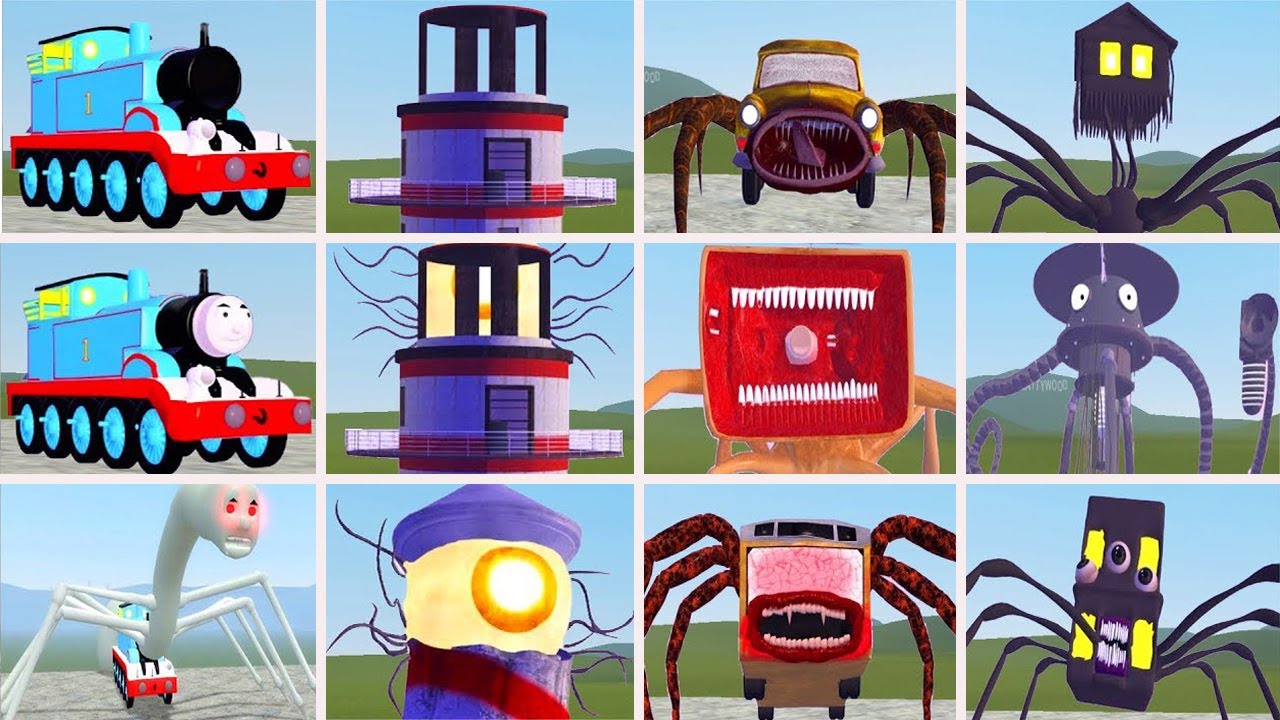 EVOLUTION OF MONSTERS: BUS EATER, HOUSE HEAD, MEGAHORN, CAR EATER, LIGHTHOUSE, TRIPOD (GMOD)