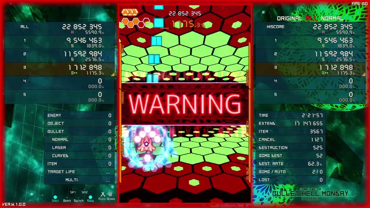 [PC] Bullet Hell Monday Black - Original ALL Normal 1cc Lock/Shield (No Miss, S Rank)