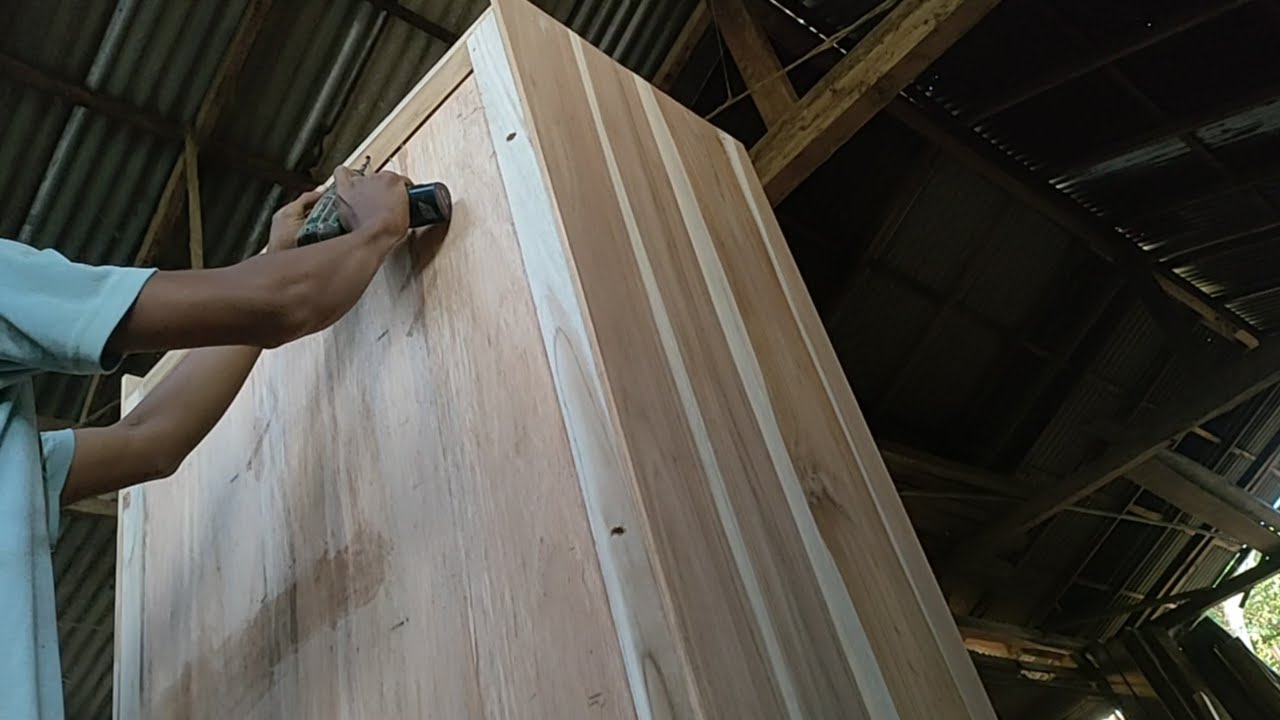 Membuat lemari pintu geser kayu jati muda minimalis