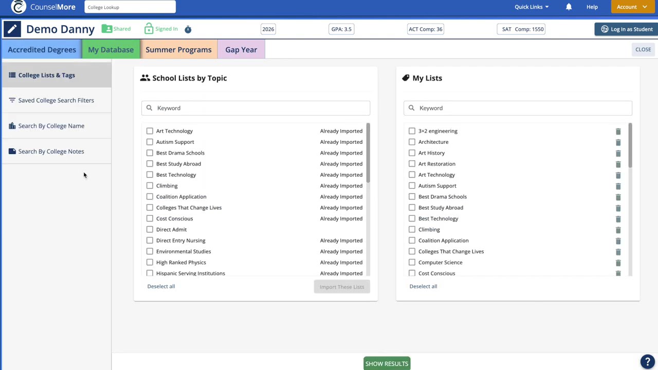 CounselMore College List Building Tools in 4 minutes! Essay Prompts + Requirements!