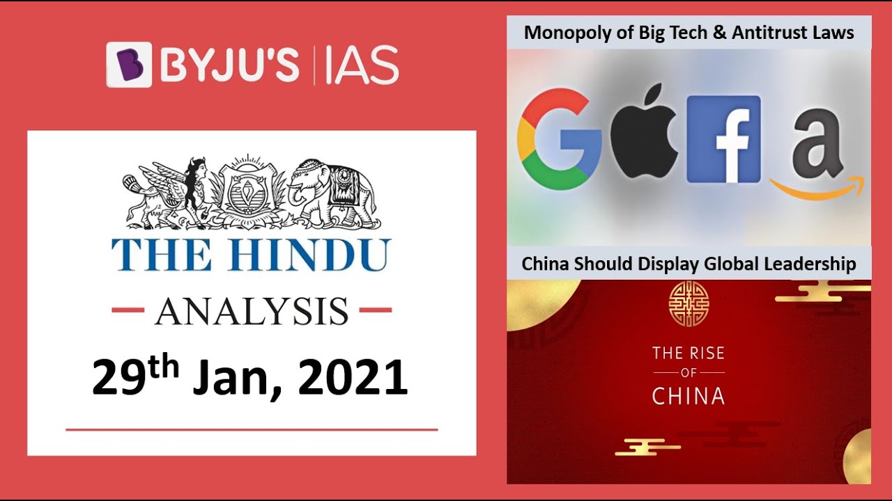'The Hindu' Analysis for 29th January, 2021. (Current Affairs for UPSC/IAS)