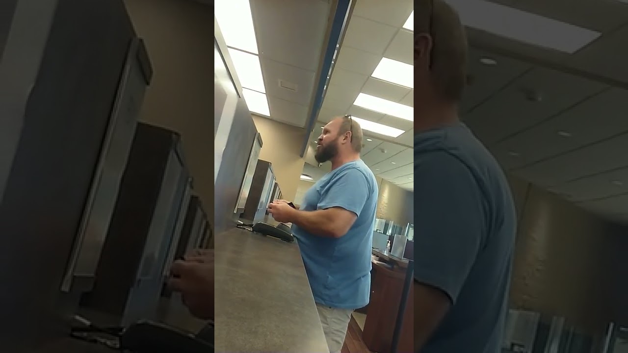 Angry customer at bank