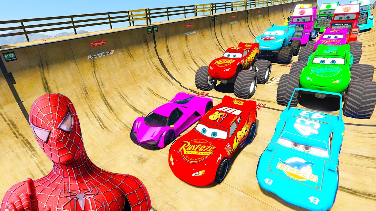 GTA V Superheroes Crazy Race Gameplay Challenge with Super Cars | GTA 5 Spiderman Car Stunt Race #3