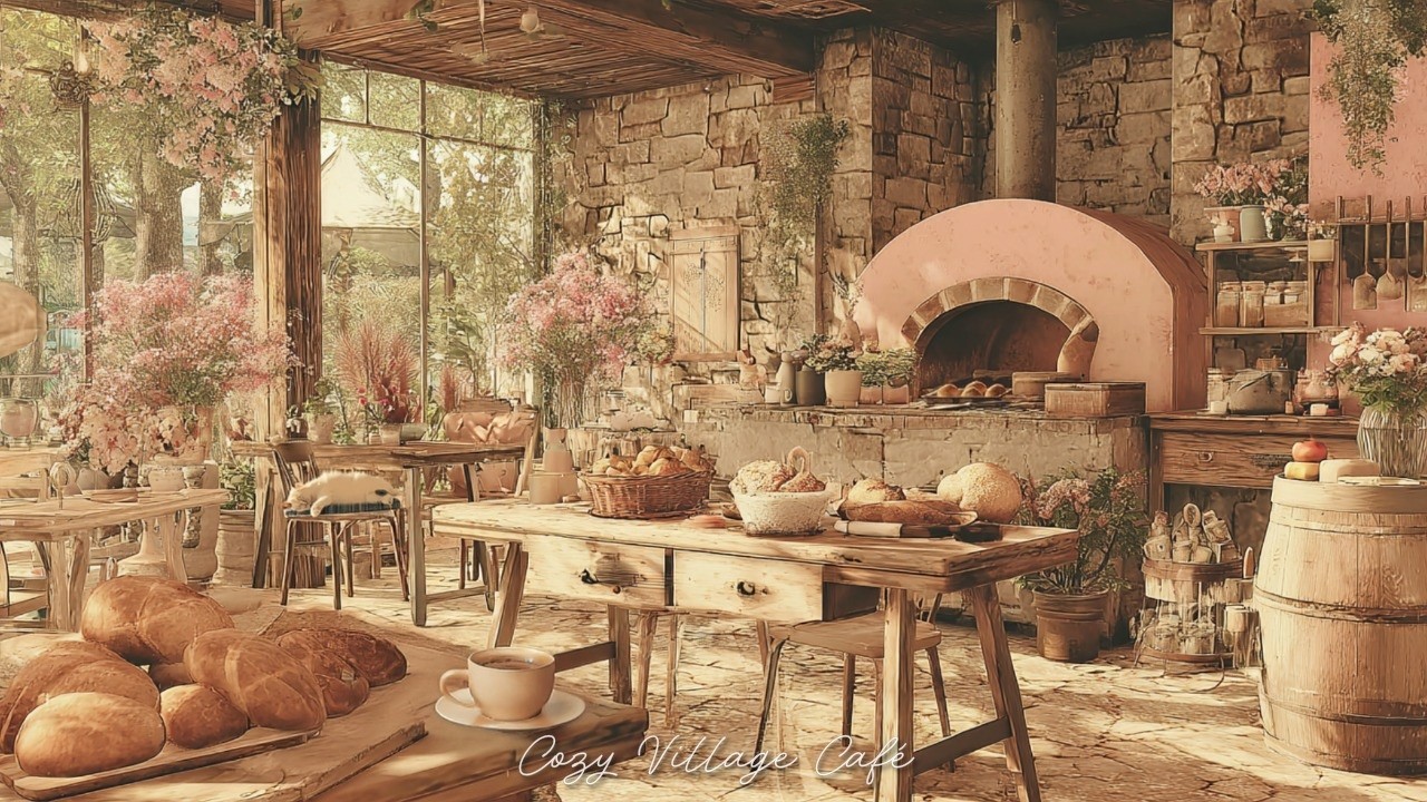 1950s Vintage Jazz & Oven Sounds | Cozy Cherry Blossom Country Bakery Ambience