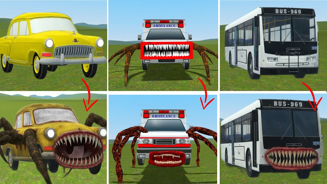 OLD AND NEW UPDATE: CAR EATER, AMBULANCE , BUS EATER BUILDER VS ALL TREVOR HENDERSON BATTLE In GMOD!