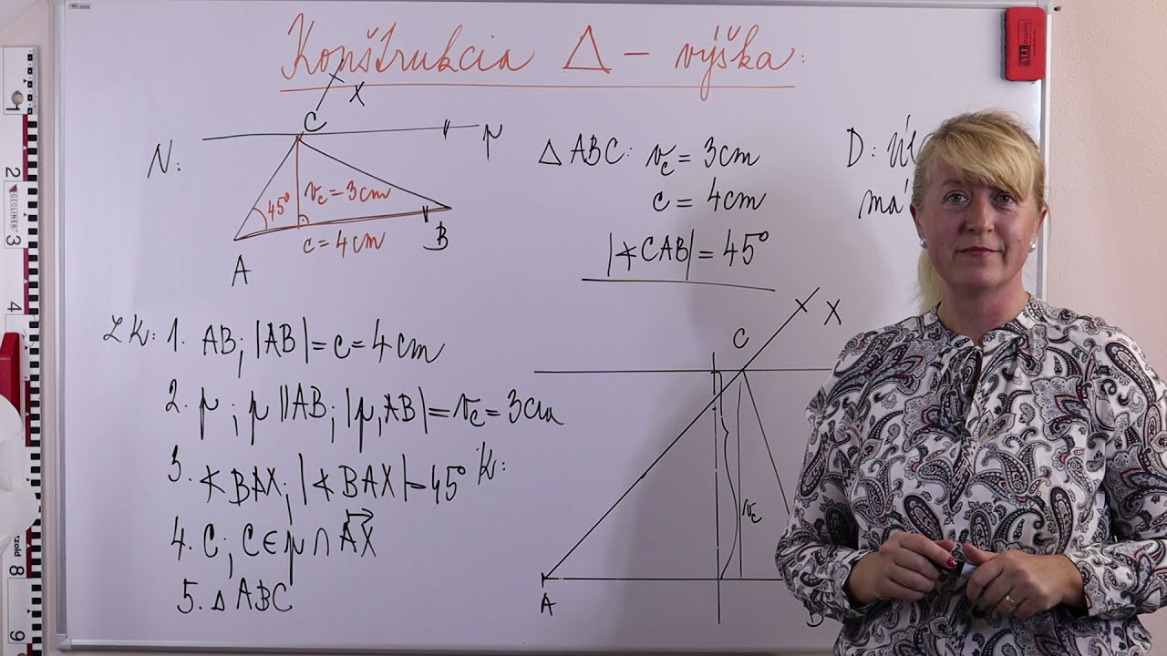 Matematika - konštrukcia trojuholníka s výškou.