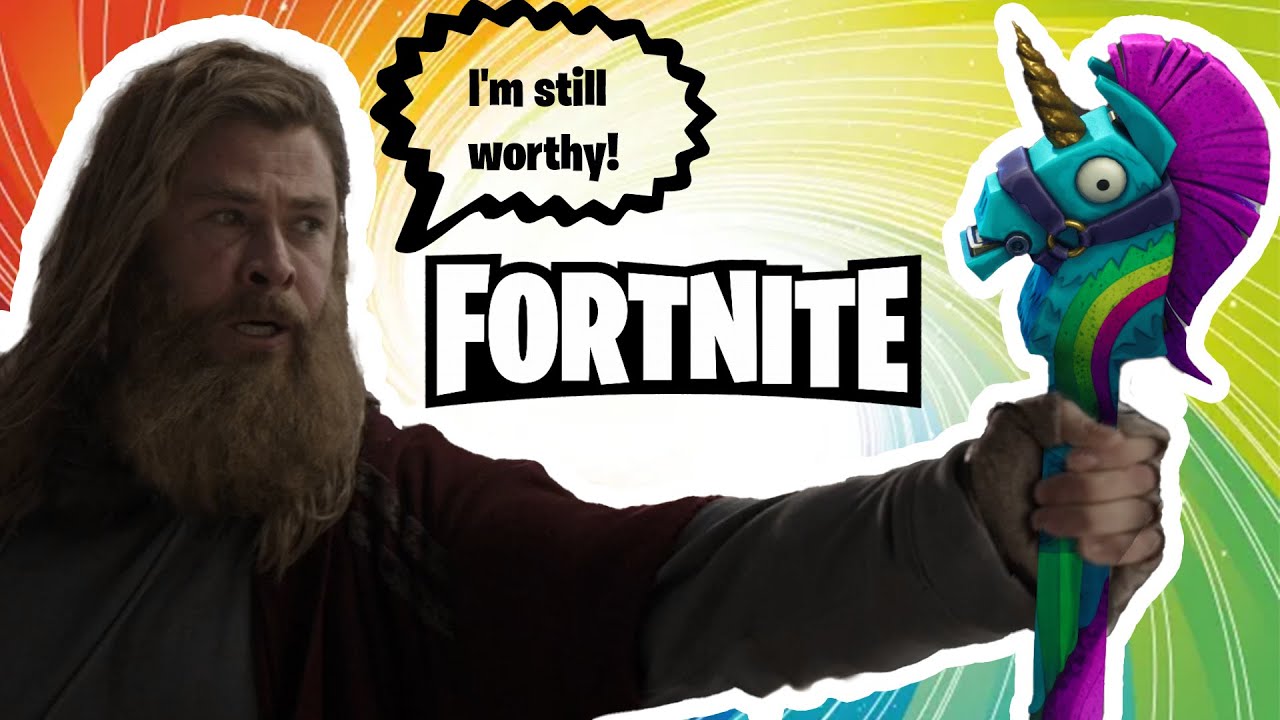 Thor but with Rainbow Smash Pickaxe from Fortnite