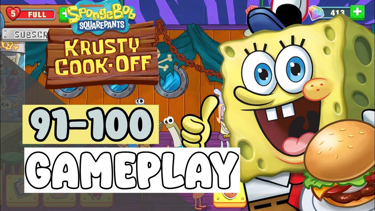 CHEF GLOVEY'S GLOVE WORLD Level 91-100 - SpongeBob: Krusty Cook-Off - Gameplay Walkthrough