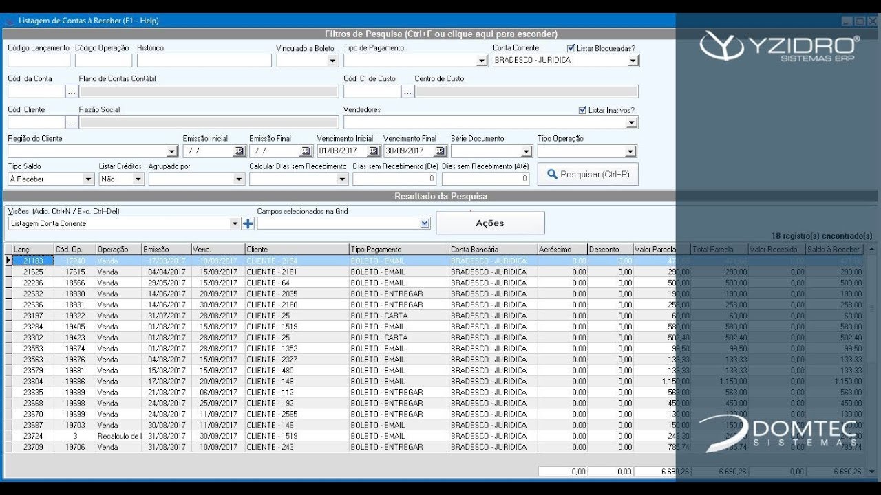 Sistema de Controle Financeiro (Relat&oacute;rio C.R) - Software Yzidro ERP