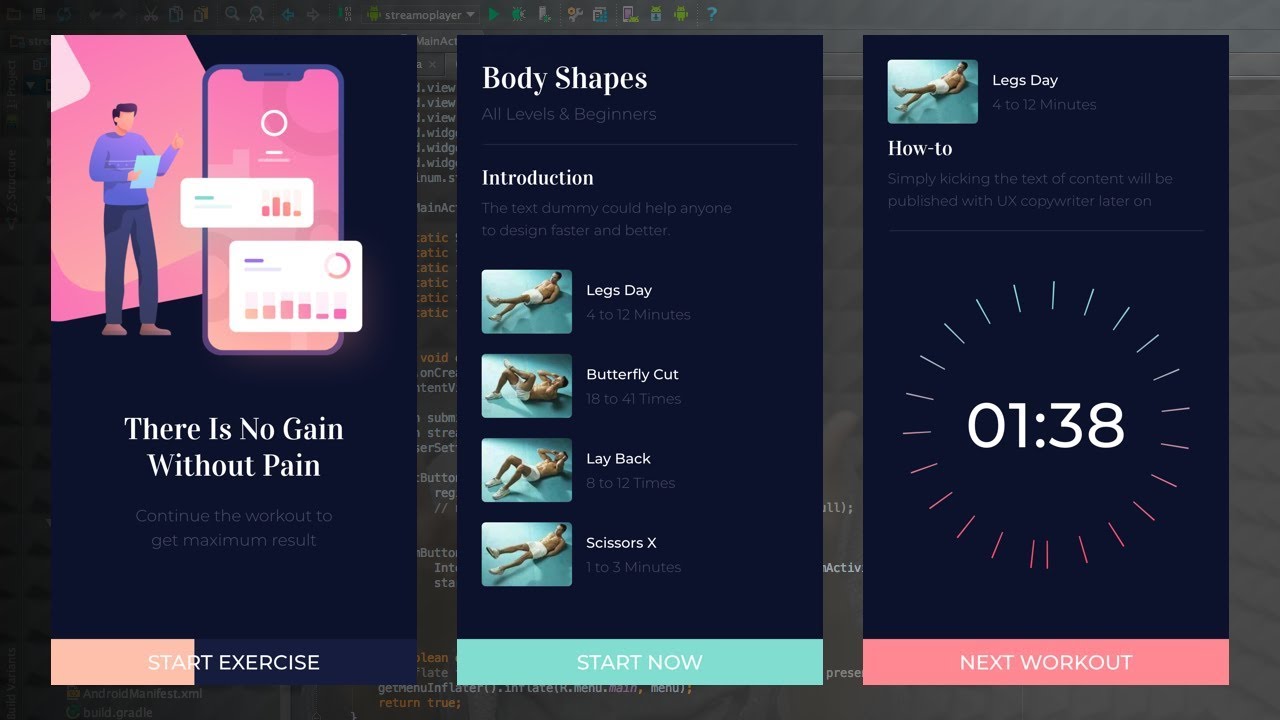 Fitness Timer UI Animation Adobe Xd to Android Studio Tutorial
