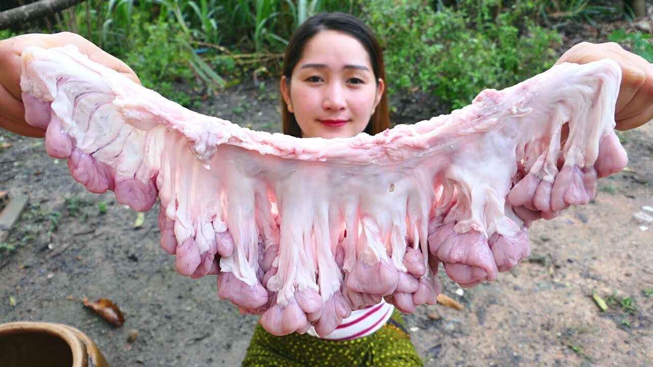 Yummy Pig Intestine Crunchy Cooking - Crunchy Pig Intestine Recipe - Cooking With Sros