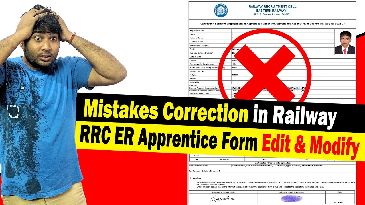 Mistakes Correction in Railway RRC ER Apprentice Online Form | Edit & Modify