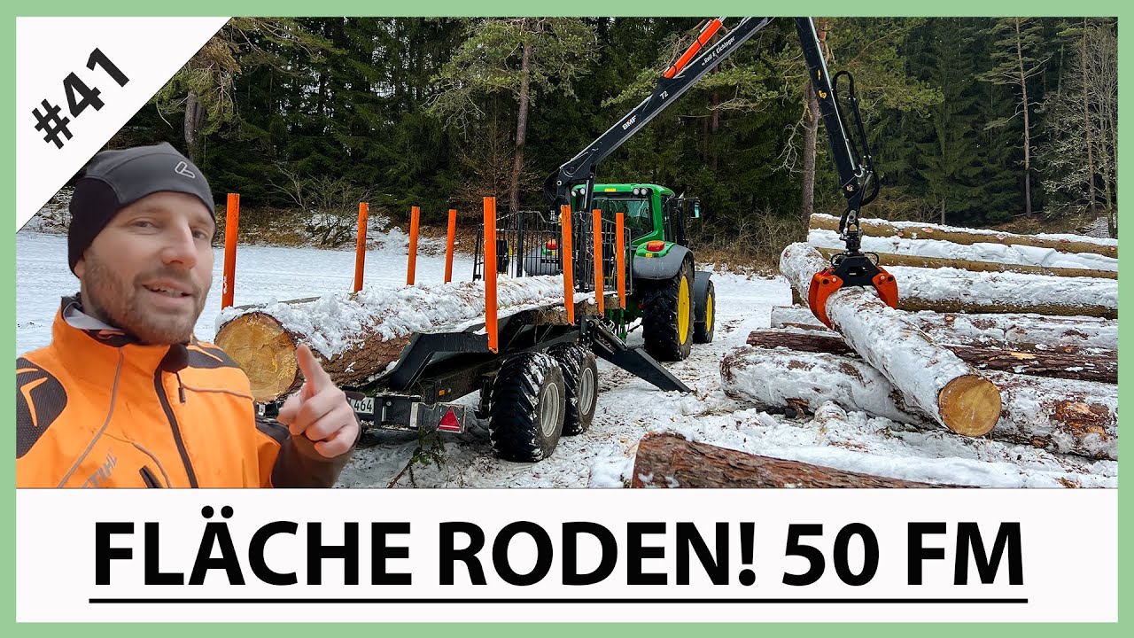 VLOG41: Fichten fällen I Ausasten I Ablängen I Verladen I Waldumbau 2022! John Deere 6320 I BMF 8T2