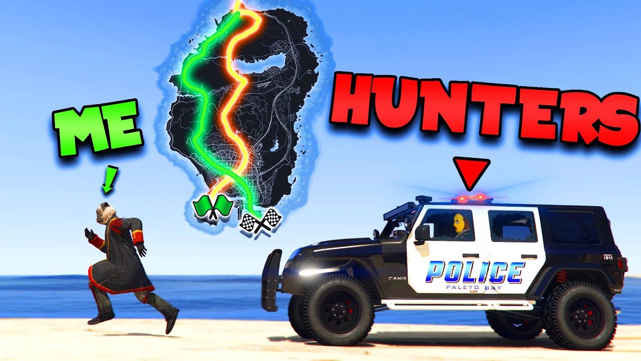 ULTIMATE CROSS MAP on FOOT Manhunt! (Multi POV) | GTA Online