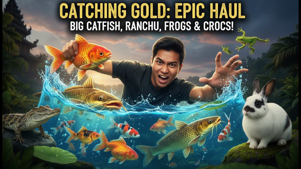 Catching Goldfish, Big Catfish, RanChu Fish, Frogs, Dutch Rabbits, Baby Crocodiles, Koi