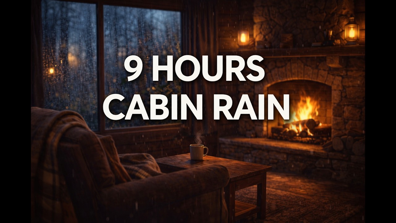 9 Hour Cabin Rainstorm for Sleep | Dark Screen, No Thunder, Relaxing Rain