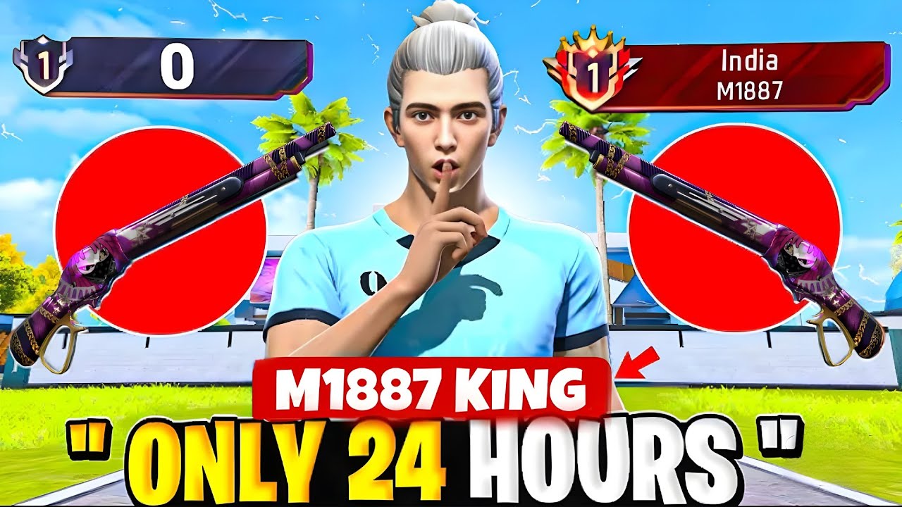 Pushing Top 1 Title in ( M1887 ) 🤯 Without Using  Gun Skin 💀 | In Only 24 HOURS 😳 : Garena Free Fire