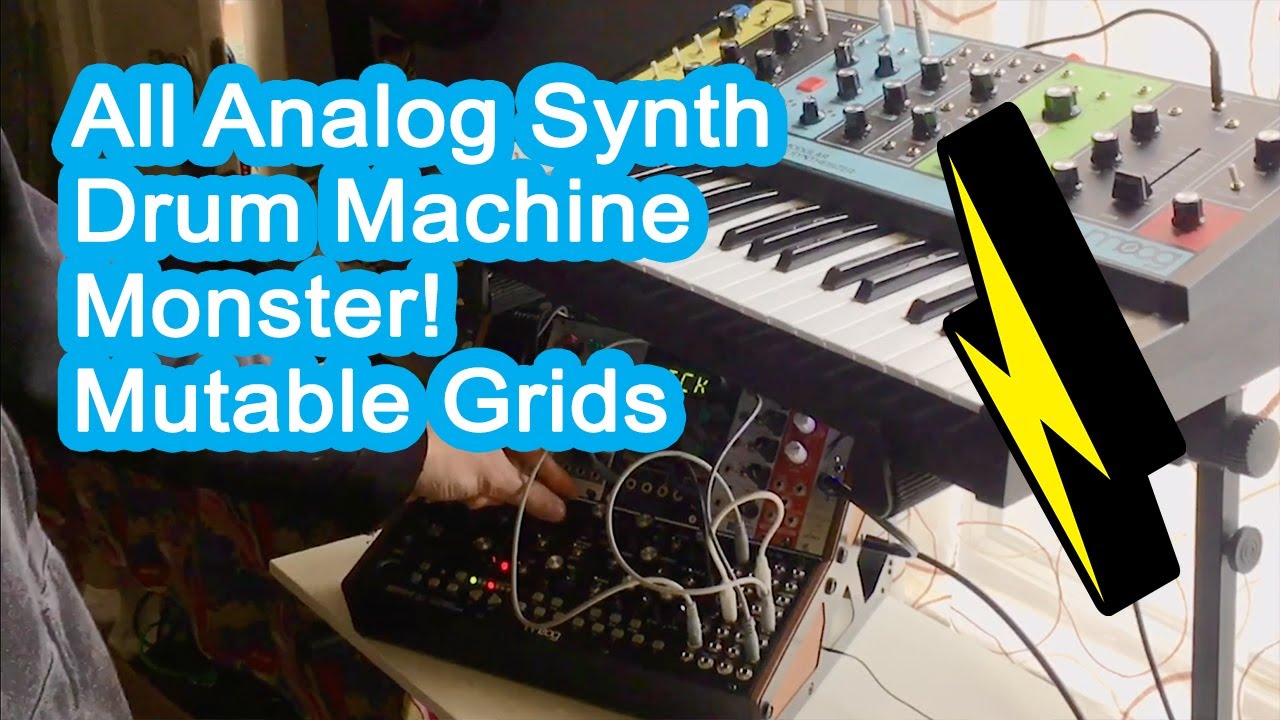 All Analog Synth Drum Machine Triggered by Mutable Grids