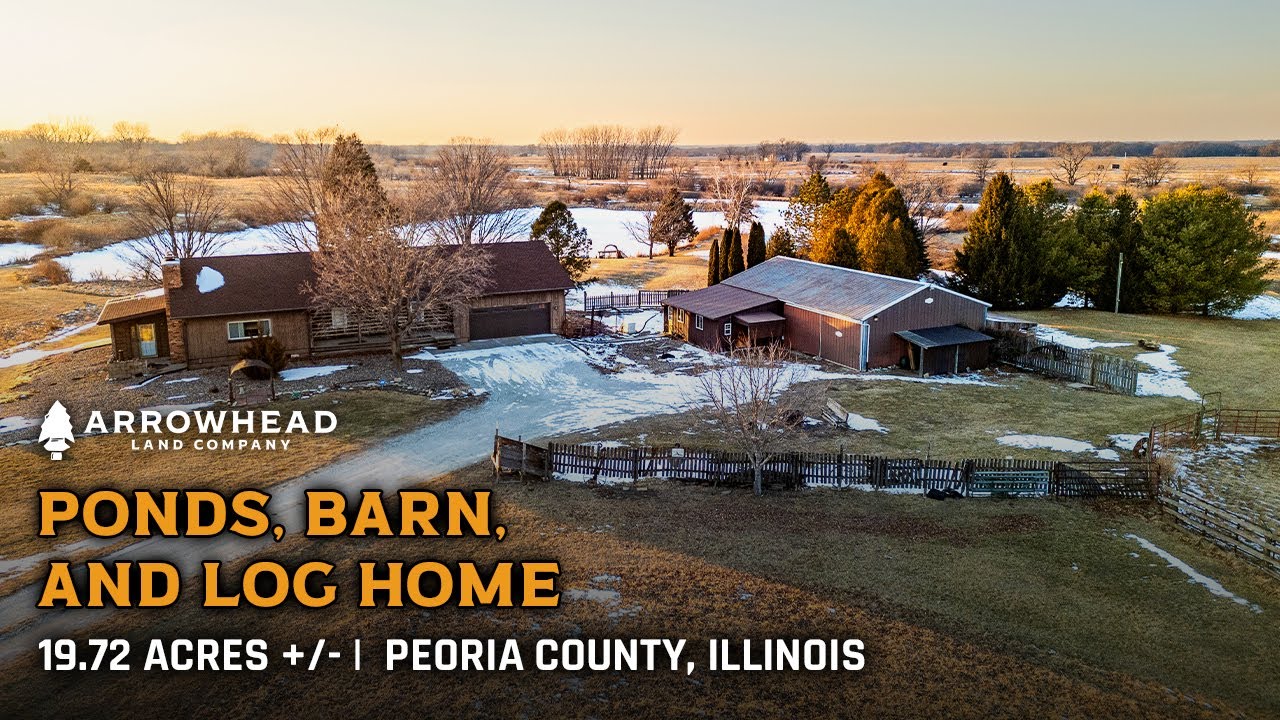 LAND FOR SALE: 3 Ponds, Barn, and Log Home | Peoria County, Illinois