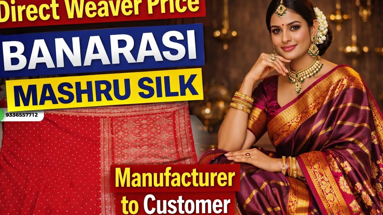Banarasi Mashru Silk Saree ✨ Elegant Handloom Beauty | Direct Weaver Collection #newvideo #saree 