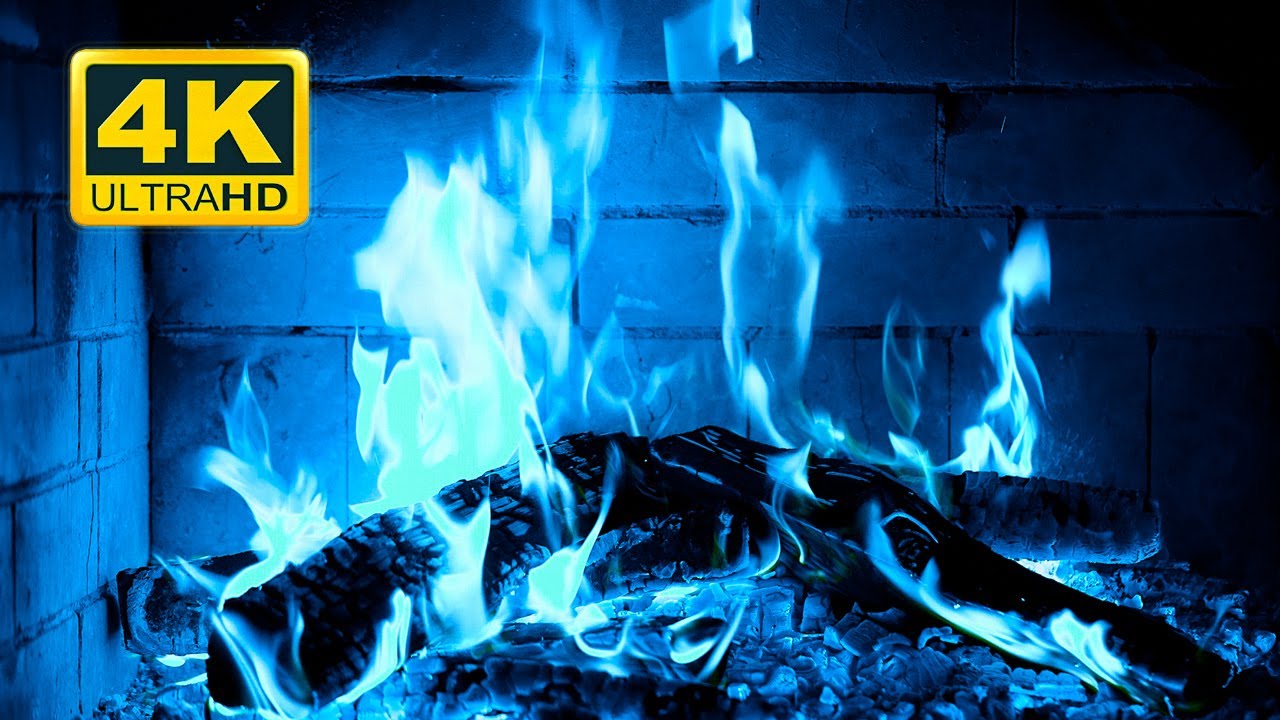 🔥 Beautiful Blue Fireplace Flames 4K! Magic Fireplace Burning with blue flames 4K 60FPS