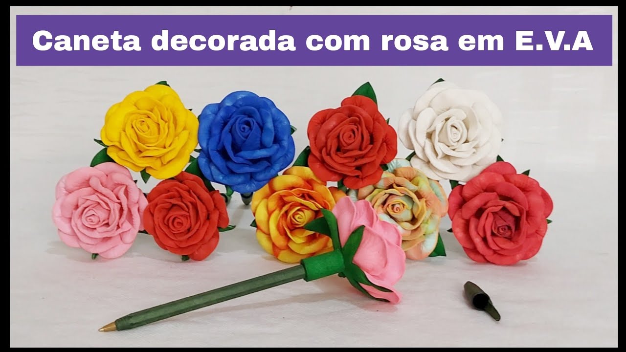 Ponteira rosa em E.V.A, rápido e fácil de fazer (caneta decorada)