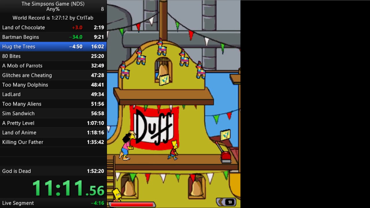 [Former World Record] The Simpsons Game (DS) Any% Speedrun in 1:40:22