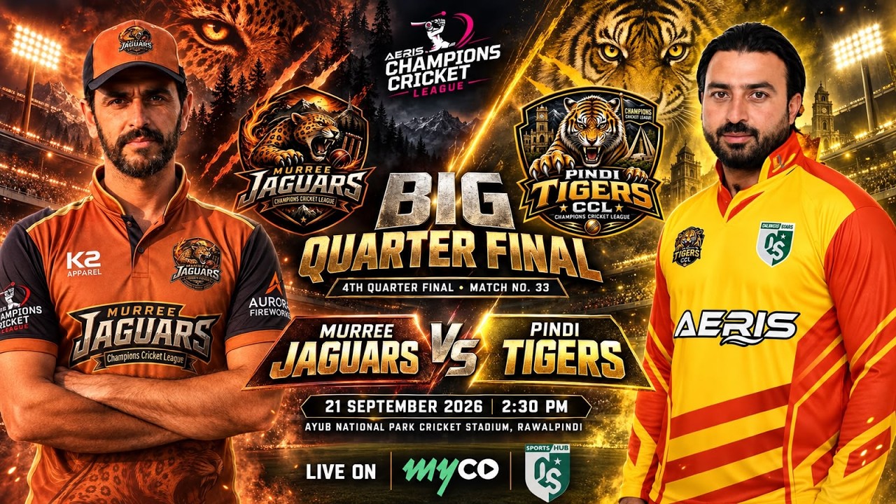 Murree Jaguars vs Pindi Tigers | 4th Quarter Final | Champions Cricket League 2026 | Live on myco