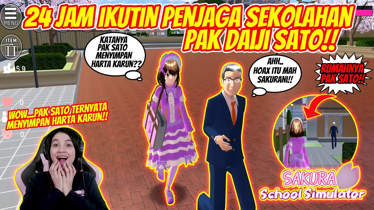 24 JAM NGIKUTIN PENJAGA SEKOLAHAN!! KATANYA DIA PUNYA HARTA KARUN!! SAKURA SCHOOL SIMULATOR- PART 82