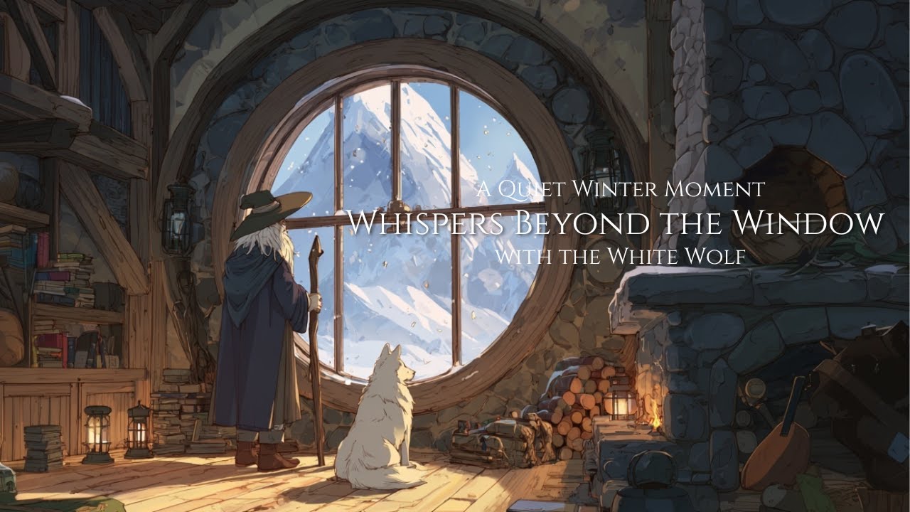Whispers Beyond the Window A Quiet Winter Moment with the White Wolf