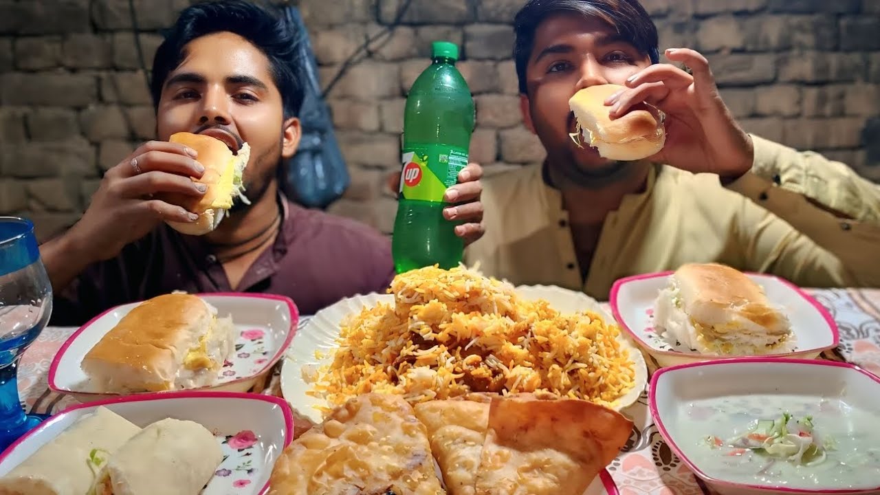 Biryani +burger +7up food challenge/ kon jety ga