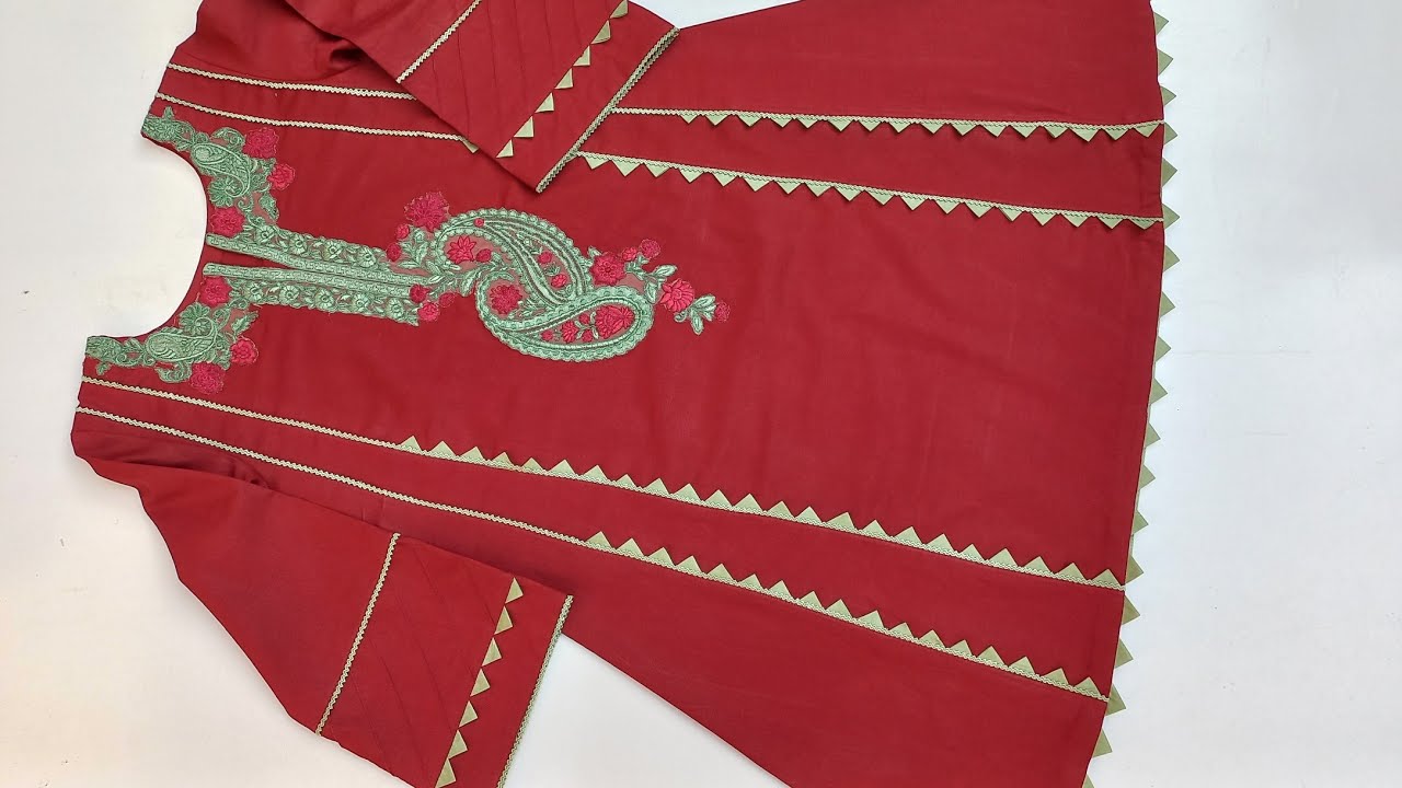 Adorable frock  panel design with lace & triangles/Double panel  frock stitchingby alisha designing