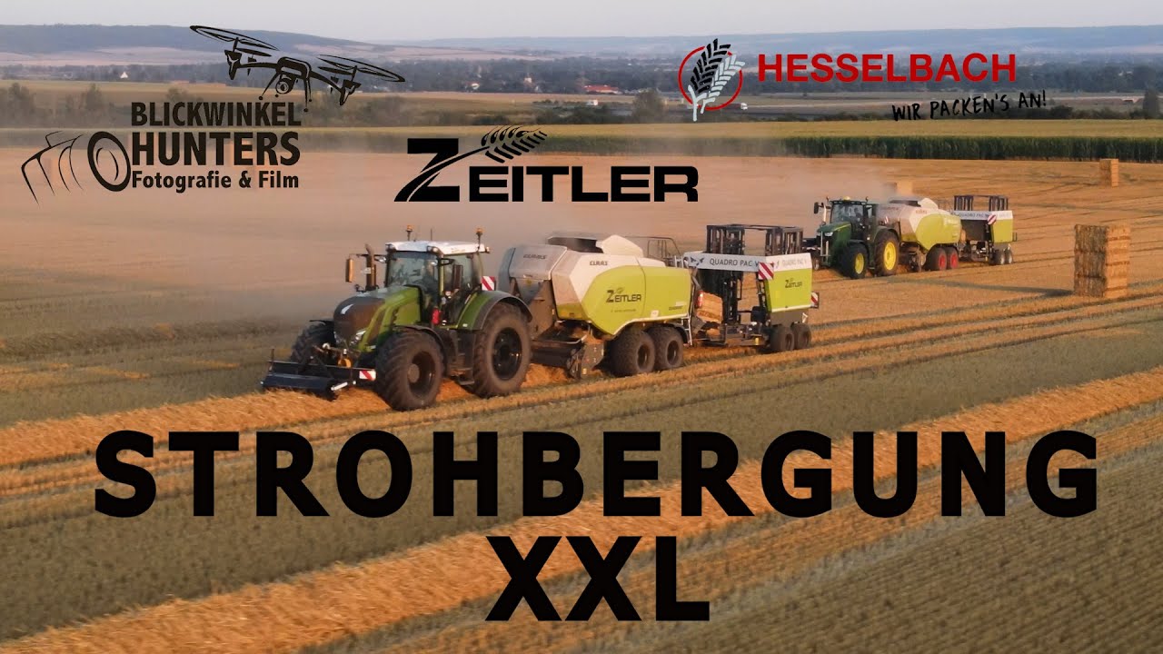 Strohbergung XXL Zeitler u. Hesselbach mit zwei Claas Quadrant 5300FC + QUADRO PAC V und Torion1812
