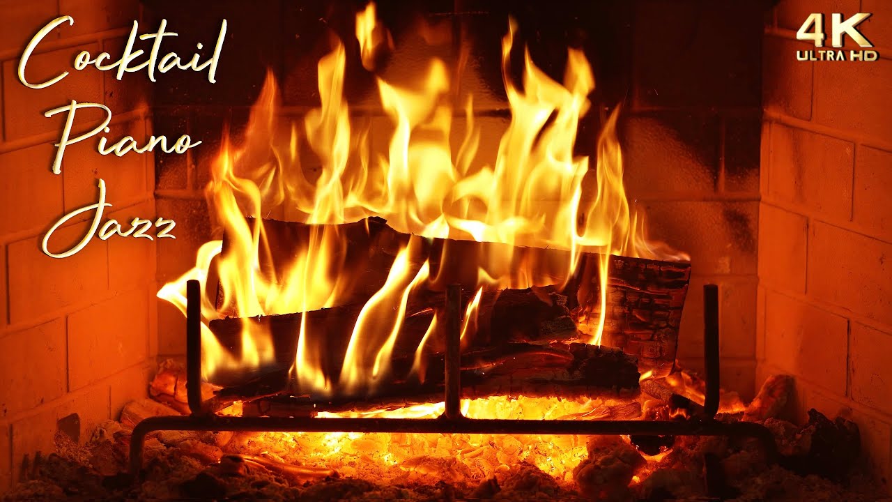 🔥 Cocktail Piano Jazz & Crackling Fireplace 🔥 Elegant Dinner Piano Ambience