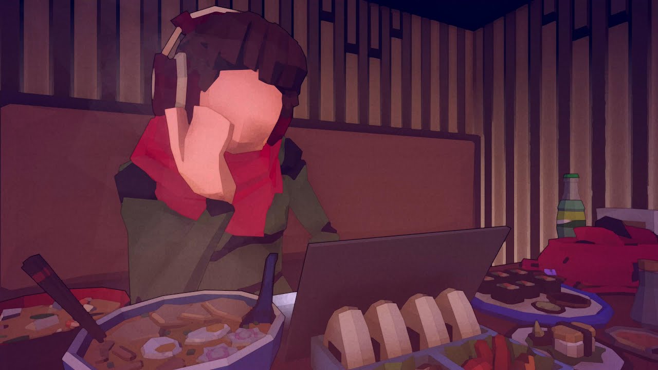 [10 P.M. Lo-Fi Beats] Japanese Food & Doom Scrolling - 4K 3D Low Poly Animated Render