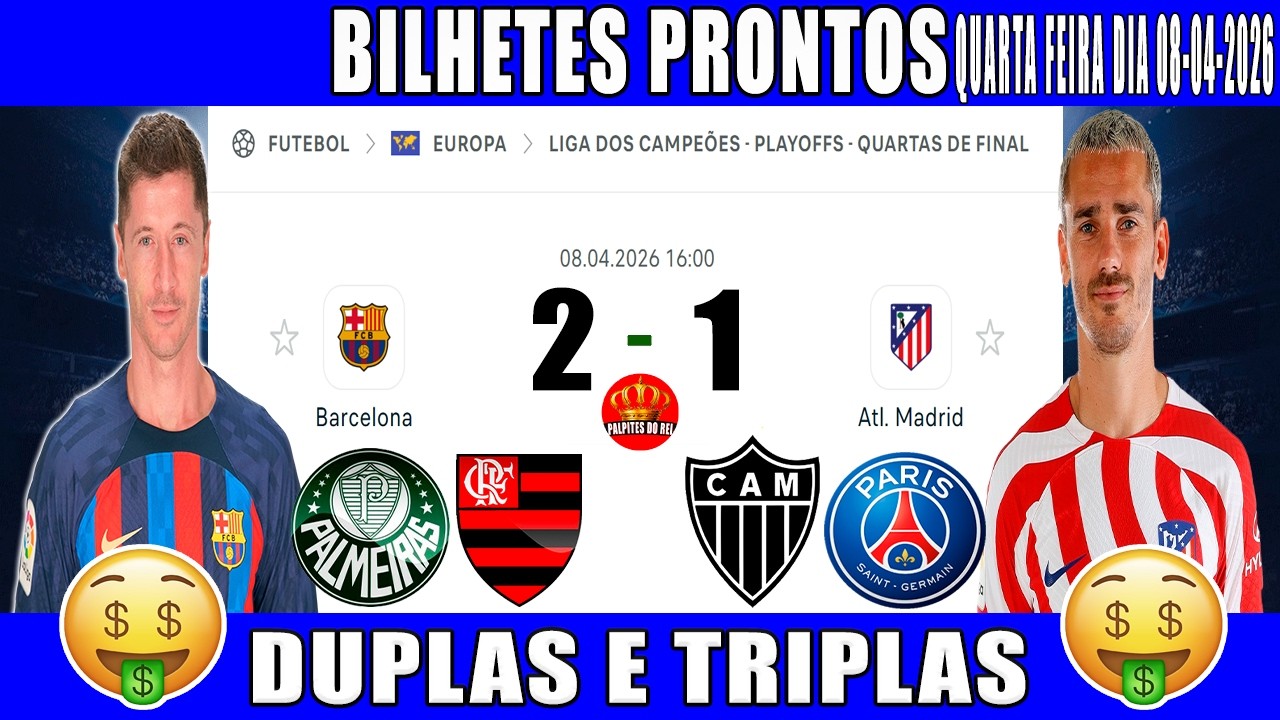 PALPITES DE FUTEBOL PRA HOJE DIA 08 04 2026   QUARTA FEIRA