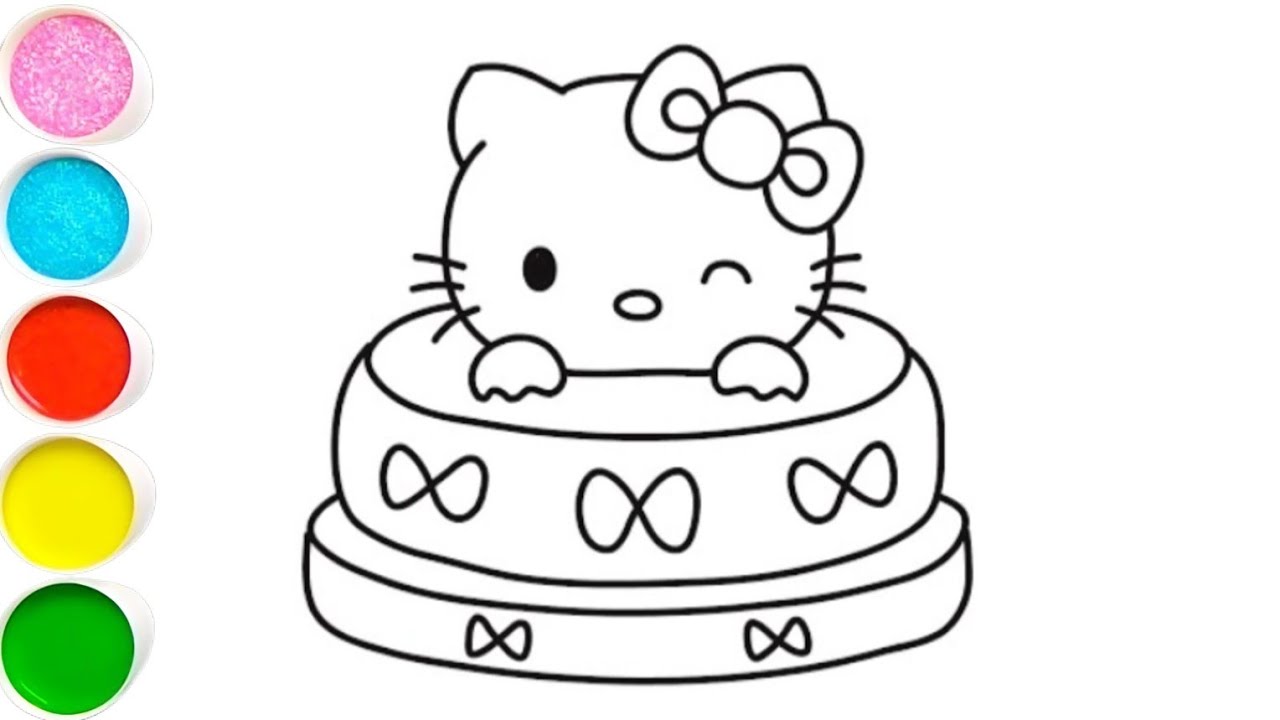 Beautiful Hello kitty cupcake drawing painting and colouring for kids and toddler