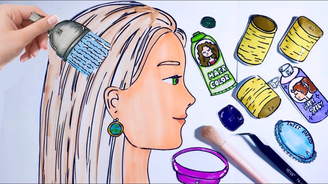 [Paper diy 🪸]  Hair Coloring, Styling and Massage | ASMR  