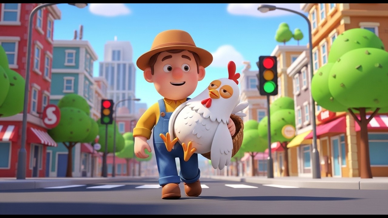 El granjero y su gallina perezosa en la ciudad | Rimas infantiles