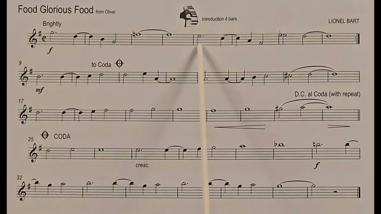Food Glorious Food by Lionel Bart piano accompaniment at rehearsal speed