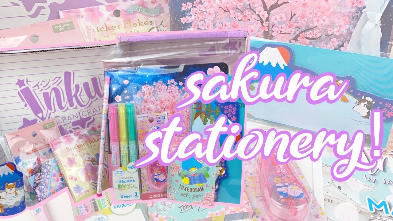 🌸SAKURA CHERRY BLOSSOM STATIONERY! | Inku Crate March 2021 ♡