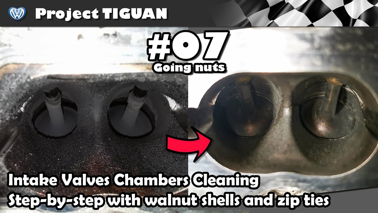 Tiguan MK1: Intake valves chambers cleaning: carb cleaner, zip ties & crushed walnut shells - Ep #07